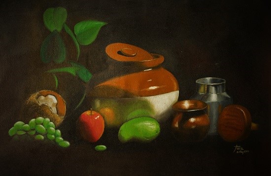Still Life with Pickle Jar, painting by Arun Akella