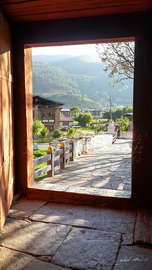 Looking out from Paro Dzong, photograph by Milind Sathe