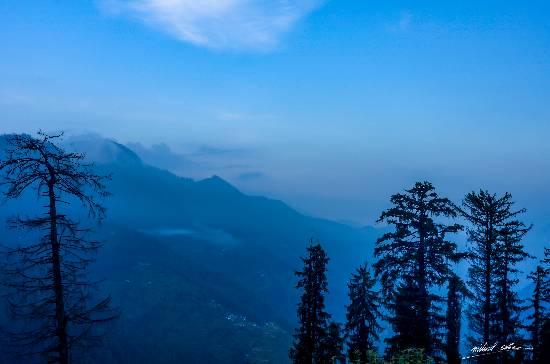 painting by Milind Sathe - Blue Mountains