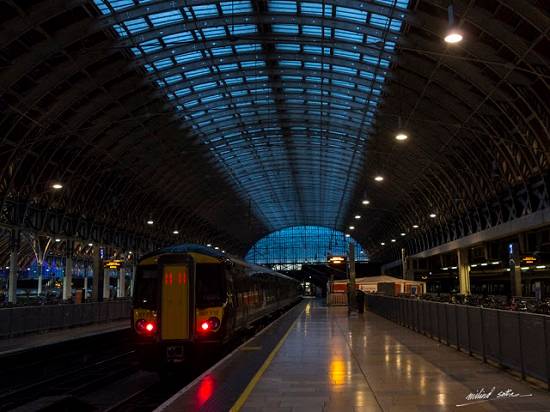painting by Milind Sathe - Early morning at London Paddington station
