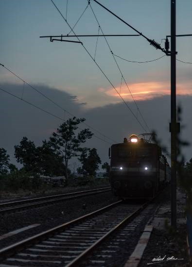A train passing by at Bhimbetka, photograph by Milind Sathe