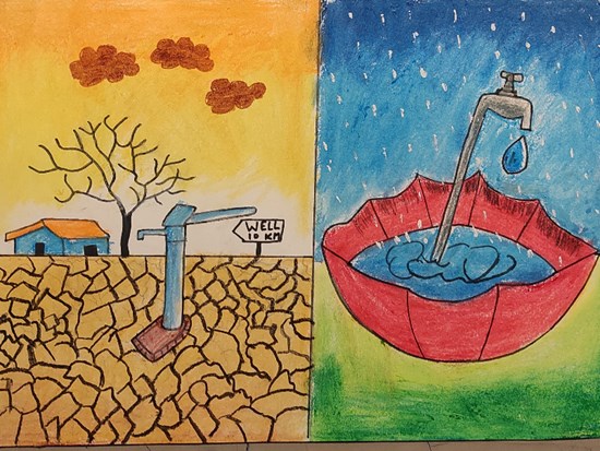 It's all about water management, painting by Drashy Shah