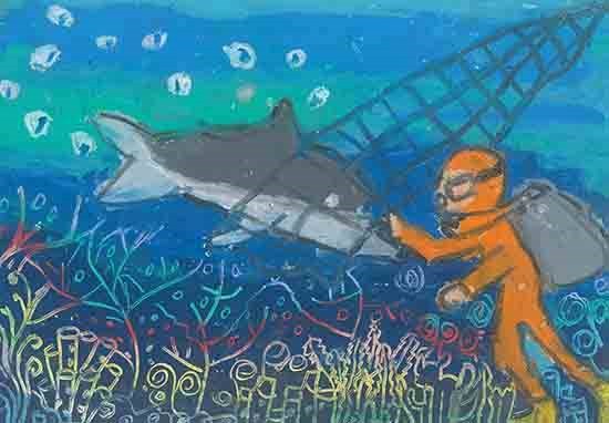 Protect the shark, painting by Anamira Rahman