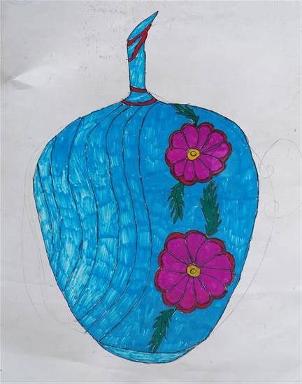 Flowerpot, painting by Manisha Khakar