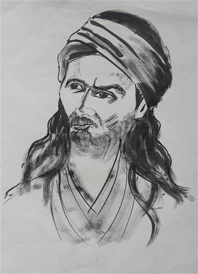 Portrait of man, painting by Bhalchandra Hambir