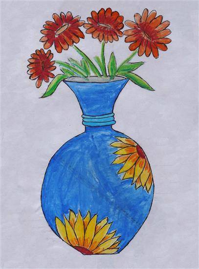 Painting  by Sanskruti Navale - Flowers in vessel
