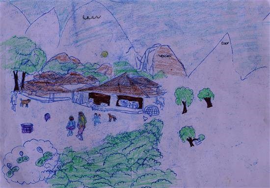 My Village, painting by Arya Gorakh Dive