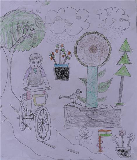 Painting  by Pratiksha Dhumale - Cycle ride