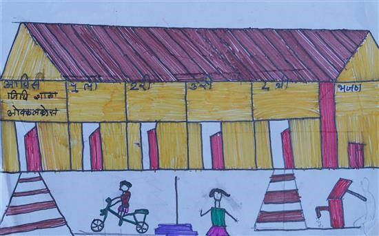 School, painting by Jitendra Jalu Pawara