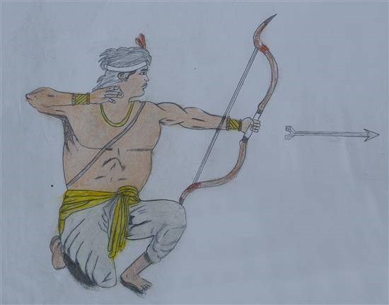 Tribal Warrior, painting by Rajkumar Rahase