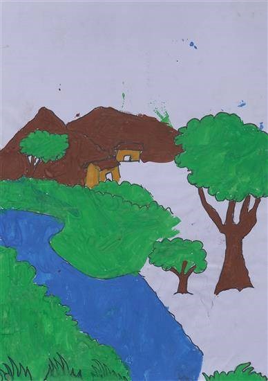My Village painting, painting by Komal Borase