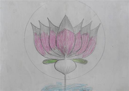 Pink Lotus, painting by Jyoti Pawara