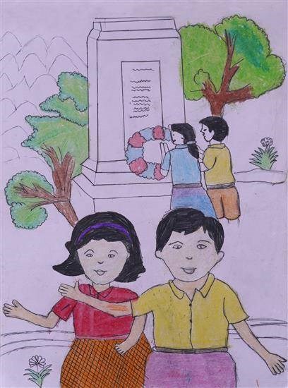 Little siblings, painting by Nisha Suryavanshi