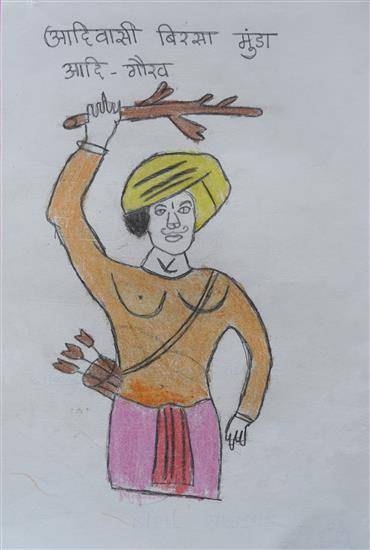 Painting  by Santosh Pawara - Tribal revolutionary Birsa Munda