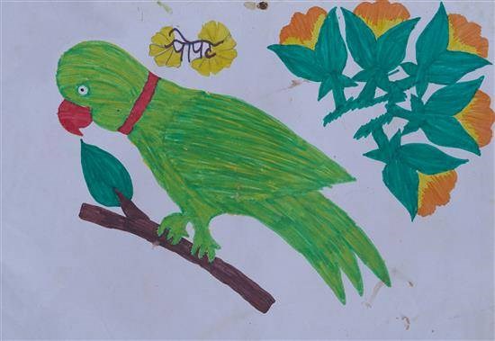 My favorite bird is Parrot, painting by Shweta Gavit