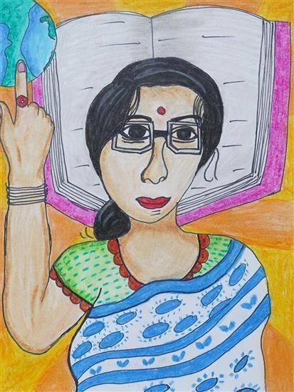 A Geography Teacher, painting by Puja Dubala