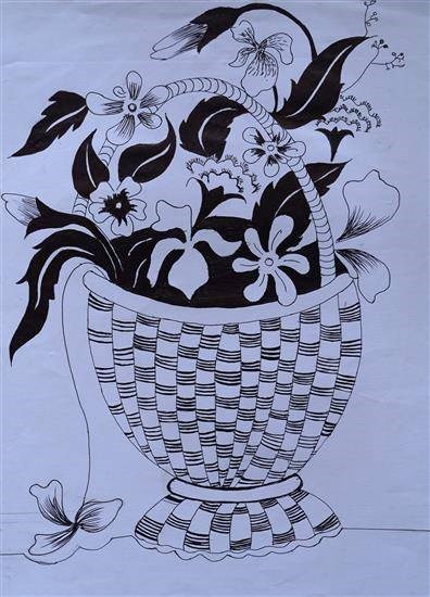 Flower Basket, painting by Vaishali Tubada