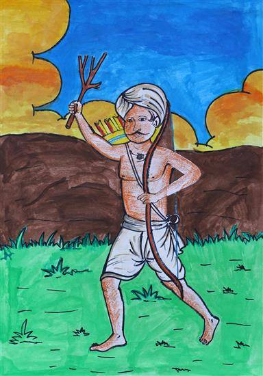 Painting  by Pratik Ravate - Tribal Warrior Birsa Munda