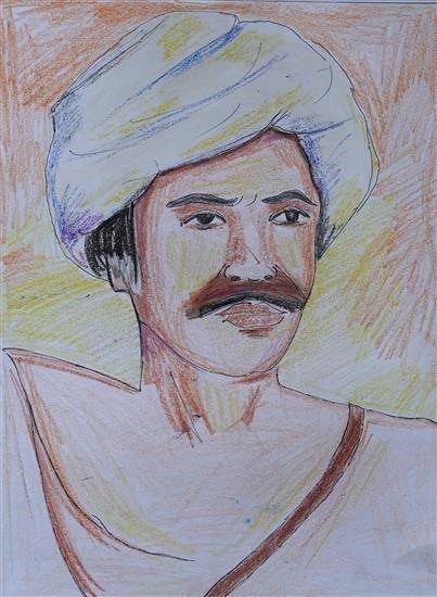 Tribal freedom fighter, painting by Suraj Raman Kakad