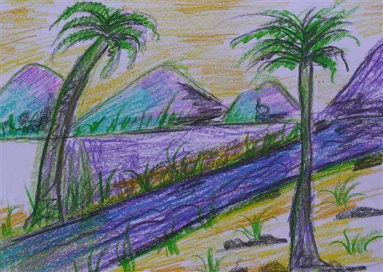 River, painting by Saguna Uike