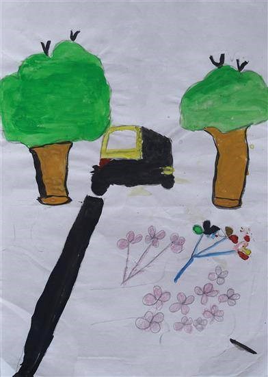 Auto Rikshaw, painting by Kalpana Hichami