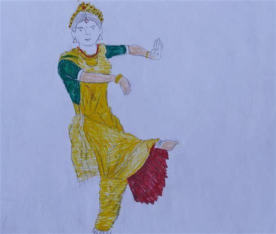 A classical dancers, painting by Ashwini Navadi
