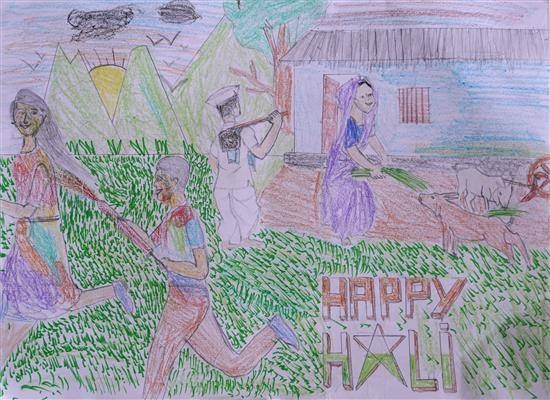 Happy family, painting by Pritam Usendi