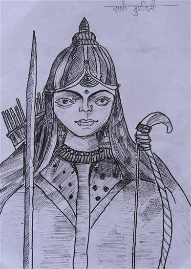 Painting  by Ranju Durva - Warrior Rani Durgavati