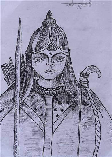 Warrior Rani Durgavati, painting by Ranju Durva