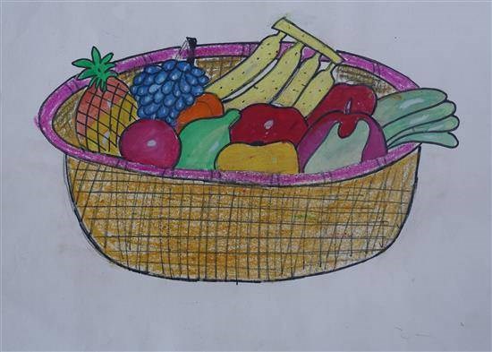 Fruits basket, painting by Sahil Dagale