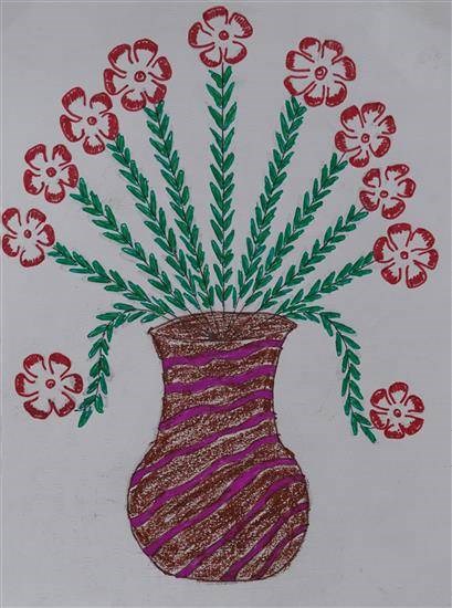 Red flowers, painting by Ashwini Kadu