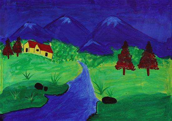 Painting  by Nirmala Thombare - Blue scenery