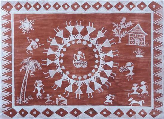 Dancers having fun, painting by Somnath Maule