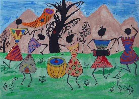 Tribal art, painting by Dinkar Ghatal