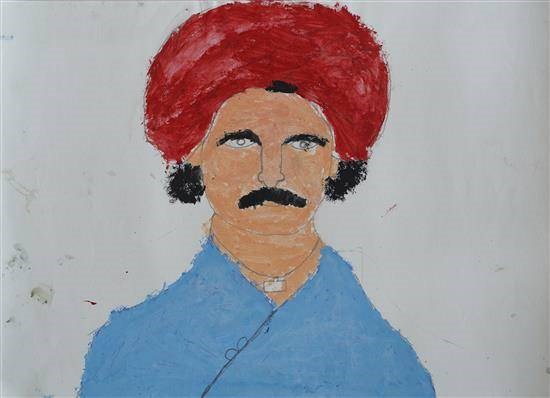 Villager man, painting by Mahindra Bhoye