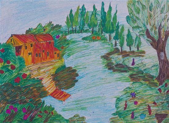 River bank area, painting by Aarti Munje