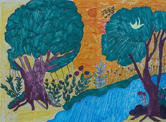 Painting of forest, painting by Harshada Jadhav