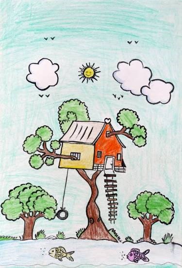 Tree house, painting by Abhishek Torkad