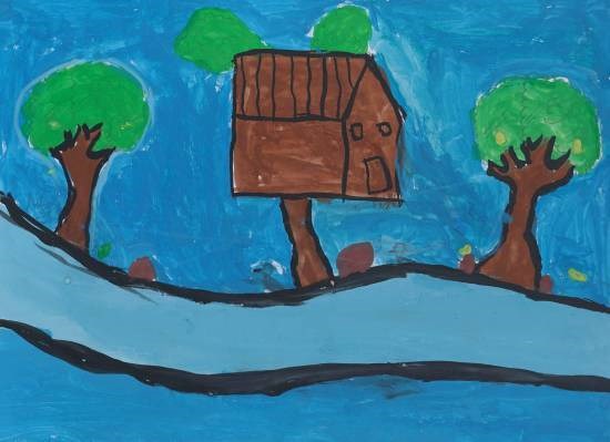 Tree house - 1, painting by Gaurav Walse