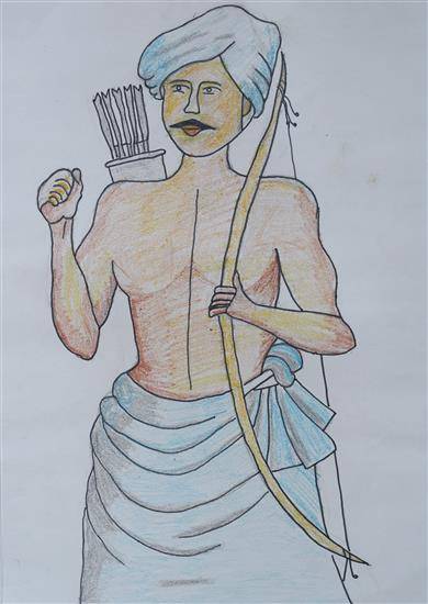 Painting  by Jayashree Gangurde - Painting of tribal revolutionary