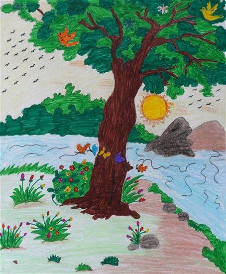 The Tree, painting by Sakshi Netam