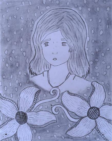 Painting  by Prerana Kumare - Girl's portrait sketch