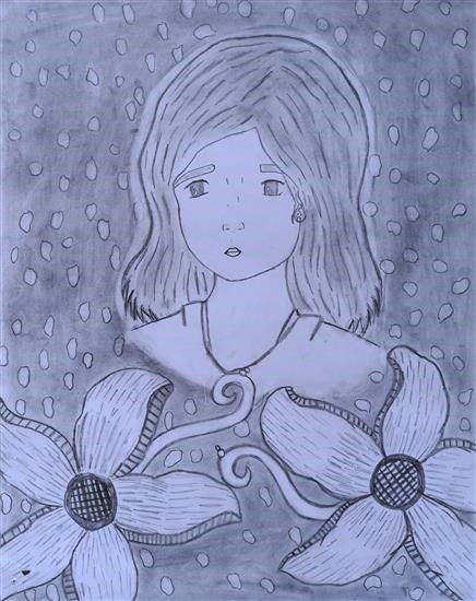 Girl's portrait sketch, painting by Prerana Kumare