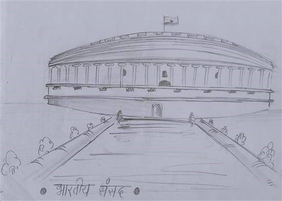 Parliament of India, painting by Payal Bhojane