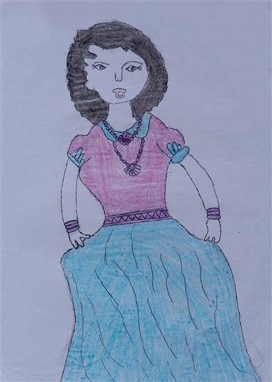 Painting of girl, painting by Jayashree Ghode