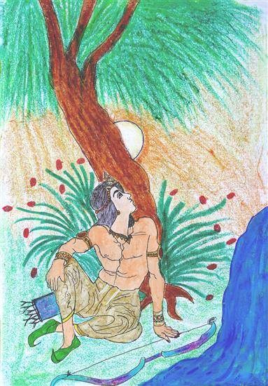 King Pururavas, painting by Lakshmi Ughade