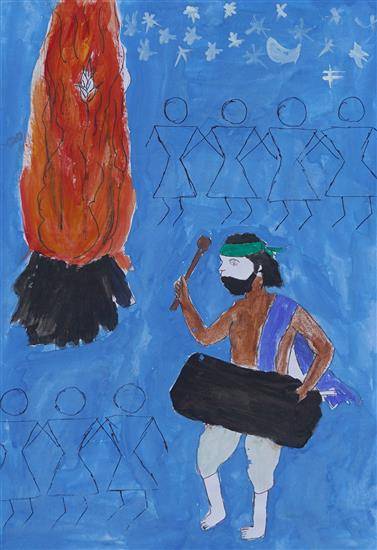Painting  by Ratna Khadake - Drum player