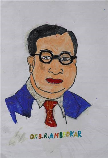 Portrait of Babasaheb Ambedkar, painting by Ganesh Vairal