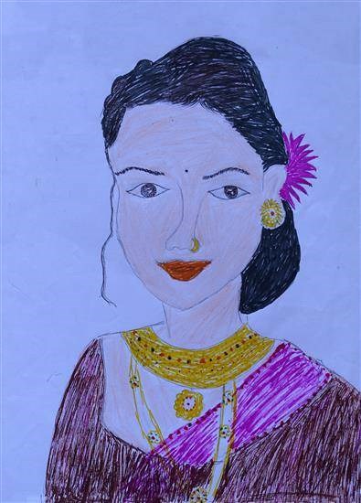 Portrait of woman, painting by Vandana Jadhav