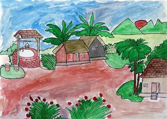 My home area, painting by Pravin Mengal